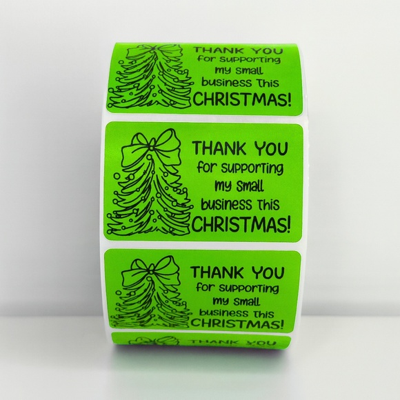 Christmas Thank You Stickers in Mint Green – Packaging Labels for business NEW - Picture 3 of 6